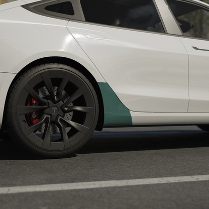 Model 3 “Highland” Sidekit small – Paint Protection Film PPF til de bagerste vippepaneler & hjulkasse