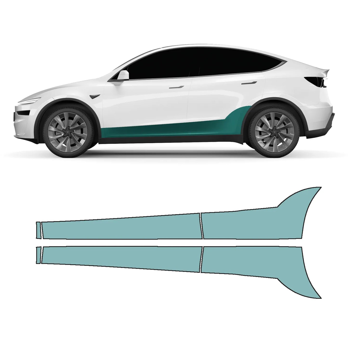 Model Y "Juniper" Sidekit large – Lakbeskyttelsesfilm PPF til den nedre dørområde